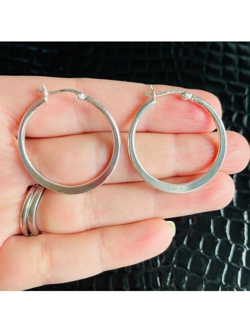 Classic Polished Hoops 1.2” Sterling Silver Earrings